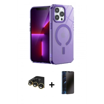 MARSİLYAN™- iPhone 14 Pro Kılıf Yankı Çizgi - Siyah 3D Antistatik Hayalet Cam Ekran Koruyucu + Raze Metal Kamera Lens - GD