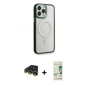MARSİLYAN™- iPhone 14 Pro Kılıf Yankı Işık Özel Seri - Siyah 20D Premium Cam Ekran Koruyucu + Raze Metal Kamera Lens - GD