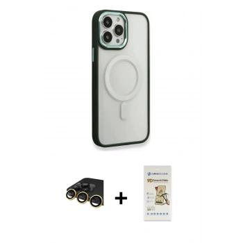 MARSİLYAN™- iPhone 14 Pro Kılıf Yankı Işık Özel Seri - Siyah Mat Seramik Nano Ekran Koruyucu + Raze Metal Kamera Lens - GD