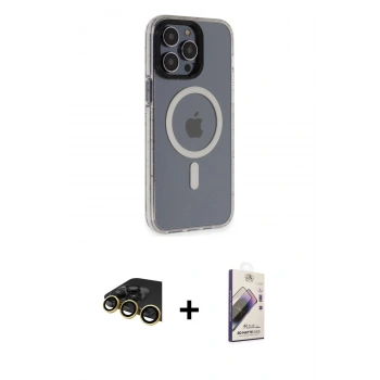 MARSİLYAN™- iPhone 14 Pro Kılıf Yankı Işık Prime - Siyah Bilvis 3D Mat Cam Ekran Koruyucu + Raze Metal Kamera Lens - GD