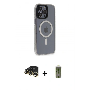 MARSİLYAN™- iPhone 14 Pro Kılıf Yankı Işık Prime - Siyah Joko Magic 5D Hayalet Cam + Raze Metal Kamera Lens - GD