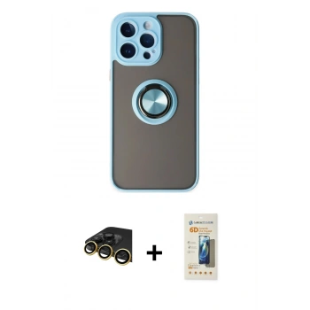 MARSİLYAN™- iPhone 14 Pro Kılıf Yörünge Çizgi - Siyah 6D Mat Seramik Hayalet Nano Ekran Koruyucu + Raze Metal Kamera Lens - GD