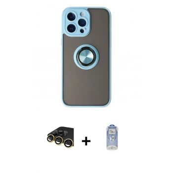 MARSİLYAN™- iPhone 14 Pro Kılıf Yörünge Çizgi - Siyah Joko Magic 5D Cam + Raze Metal Kamera Lens - GD