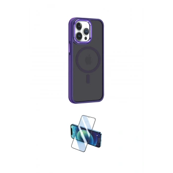 MARSİLYAN™- iPhone 14 Pro Kılıf Yörünge Klasik - Siyah 3D Antistatik Cam Ekran Koruyucu