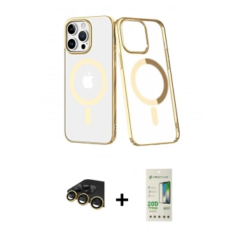 MARSİLYAN™- iPhone 14 Pro Kılıf Yörünge Minimal - Siyah 20D Premium Cam Ekran Koruyucu + Raze Metal Kamera Lens - GD