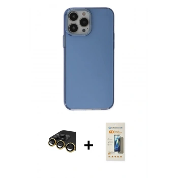 MARSİLYAN™- iPhone 14 Pro Kılıf Zirve Doku Koleksiyonu - Siyah 6D Mat Seramik Hayalet Nano Ekran Koruyucu + Raze Metal Kamera Lens - GD