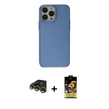 MARSİLYAN™- iPhone 14 Pro Kılıf Zirve Doku Koleksiyonu - Siyah Buffer Cam Ekran Koruyucu + Raze Metal Kamera Lens - GD