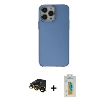 MARSİLYAN™- iPhone 14 Pro Kılıf Zirve Doku Koleksiyonu - Siyah Polymer Nano Ekran Koruyucu + Raze Metal Kamera Lens - GD