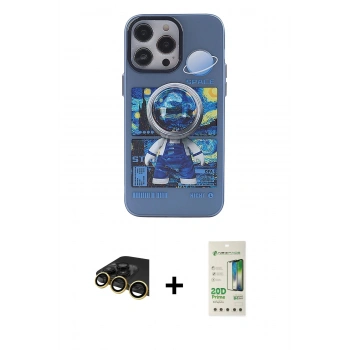 MARSİLYAN™- iPhone 14 Pro Kılıf Zirve Form Özel Seri - Siyah 20D Premium Cam Ekran Koruyucu + Raze Metal Kamera Lens - GD