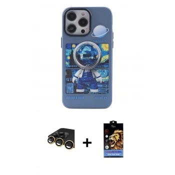 MARSİLYAN™- iPhone 14 Pro Kılıf Zirve Form Özel Seri - Siyah Buffer Hayalet Cam Ekran Koruyucu + Raze Metal Kamera Lens - GD