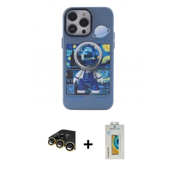 MARSİLYAN™- iPhone 14 Pro Kılıf Zirve Form Özel Seri - Siyah Polymer Nano Ekran Koruyucu + Raze Metal Kamera Lens - GD