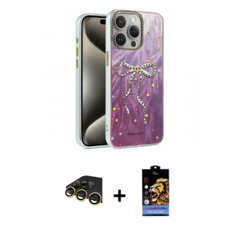MARSİLYAN™- iPhone 14 Pro Kılıf Zirve Modern Prime - Siyah Buffer Hayalet Cam Ekran Koruyucu + Raze Metal Kamera Lens - GD