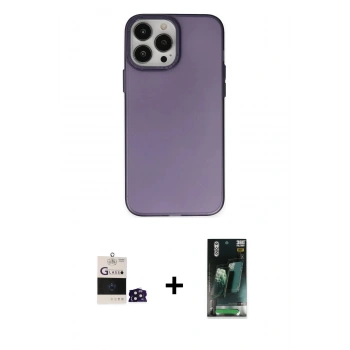 MARSİLYAN™- iPhone 14 Pro Max Kılıf Ahenk Çizgi Prime - Şeffaf 360 Full Body Arka Koruyucu + Bilvis Titan Kamera Lens - DNMR