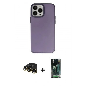MARSİLYAN™- iPhone 14 Pro Max Kılıf Ahenk Çizgi Prime - Şeffaf 360 Full Body Arka Koruyucu + Raze Metal Kamera Lens - GD