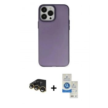 MARSİLYAN™- iPhone 14 Pro Max Kılıf Ahenk Çizgi Prime - Şeffaf Royal Nano Ekran Koruyucu + Raze Metal Kamera Lens - GD