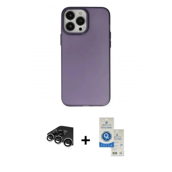 MARSİLYAN™- iPhone 14 Pro Max Kılıf Ahenk Çizgi Prime - Şeffaf Royal Nano Ekran Koruyucu + Raze Metal Kamera Lens - GS