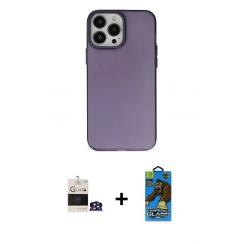 MARSİLYAN™- iPhone 14 Pro Max Kılıf Ahenk Çizgi Prime - Siyah 18D Cam Ekran Koruyucu + Bilvis Titan Kamera Lens - GS