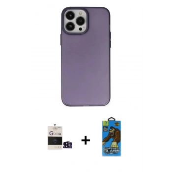MARSİLYAN™- iPhone 14 Pro Max Kılıf Ahenk Çizgi Prime - Siyah 18D Cam Ekran Koruyucu + Bilvis Titan Kamera Lens - SH
