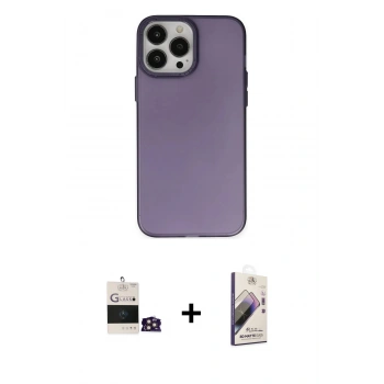MARSİLYAN™- iPhone 14 Pro Max Kılıf Ahenk Çizgi Prime - Siyah Bilvis 3D Mat Cam Ekran Koruyucu + Bilvis Titan Kamera Lens - GD
