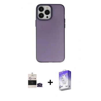 MARSİLYAN™- iPhone 14 Pro Max Kılıf Ahenk Çizgi Prime - Siyah Bilvis 5in1 3D Magic Cam Ekran Koruyucu + Bilvis Titan Kamera Lens - SH
