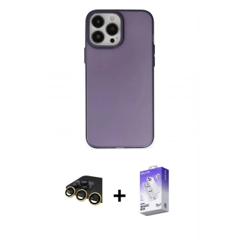 MARSİLYAN™- iPhone 14 Pro Max Kılıf Ahenk Çizgi Prime - Siyah Bilvis 5in1 3D Magic Cam Ekran Koruyucu + Raze Metal Kamera Lens - GD