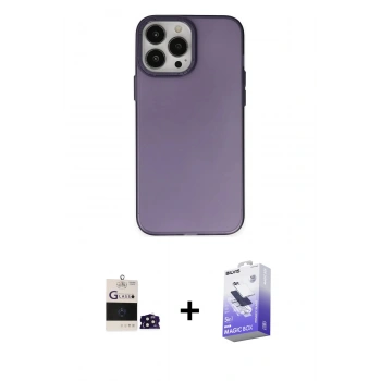 MARSİLYAN™- iPhone 14 Pro Max Kılıf Ahenk Çizgi Prime - Siyah Bilvis 5in1 5D Magic Hayalet Cam Ekran Koruyucu + Bilvis Titan Kamera Lens - DNMR