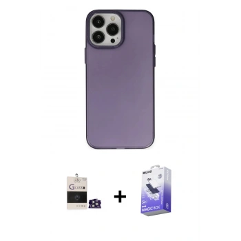 MARSİLYAN™- iPhone 14 Pro Max Kılıf Ahenk Çizgi Prime - Siyah Bilvis 5in1 5D Magic Hayalet Cam Ekran Koruyucu + Bilvis Titan Kamera Lens - GS