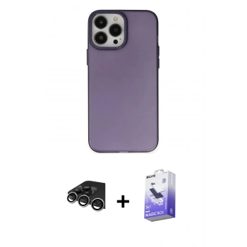 MARSİLYAN™- iPhone 14 Pro Max Kılıf Ahenk Çizgi Prime - Siyah Bilvis 5in1 5D Magic Hayalet Cam Ekran Koruyucu + Raze Metal Kamera Lens - GS