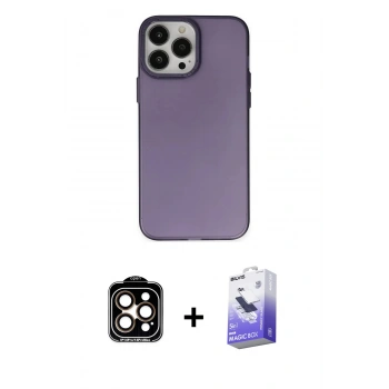 MARSİLYAN™- iPhone 14 Pro Max Kılıf Ahenk Çizgi Prime - Siyah Bilvis 5in1 5D Magic Hayalet Cam Ekran Koruyucu + PVD Metal Kamera Lens - TU