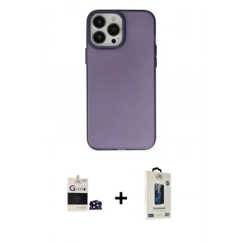 MARSİLYAN™- iPhone 14 Pro Max Kılıf Ahenk Çizgi Prime - Siyah Bilvis Hayalet Cam Ekran Koruyucu + Bilvis Titan Kamera Lens - DNMR