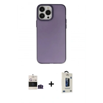 MARSİLYAN™- iPhone 14 Pro Max Kılıf Ahenk Çizgi Prime - Siyah Bilvis Hayalet Cam Ekran Koruyucu + Bilvis Titan Kamera Lens - SH