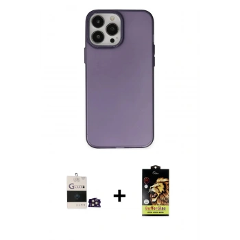 MARSİLYAN™- iPhone 14 Pro Max Kılıf Ahenk Çizgi Prime - Siyah Buffer Cam Ekran Koruyucu + Bilvis Titan Kamera Lens - GD