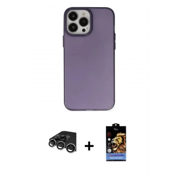 MARSİLYAN™- iPhone 14 Pro Max Kılıf Ahenk Çizgi Prime - Siyah Buffer Hayalet Cam Ekran Koruyucu + Raze Metal Kamera Lens - GS