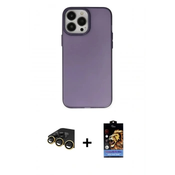 MARSİLYAN™- iPhone 14 Pro Max Kılıf Ahenk Çizgi Prime - Siyah Buffer Hayalet Cam Ekran Koruyucu + Raze Metal Kamera Lens - GD