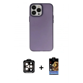 MARSİLYAN™- iPhone 14 Pro Max Kılıf Ahenk Çizgi Prime - Siyah Buffer Hayalet Cam Ekran Koruyucu + PVD Metal Kamera Lens - TU