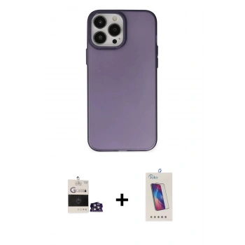 MARSİLYAN™- iPhone 14 Pro Max Kılıf Ahenk Çizgi Prime - Siyah Joko 5D Cam + Bilvis Titan Kamera Lens - GS