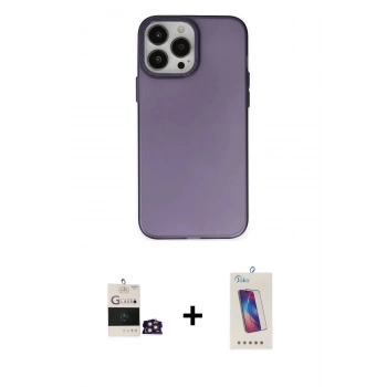 MARSİLYAN™- iPhone 14 Pro Max Kılıf Ahenk Çizgi Prime - Siyah Joko 5D Cam + Bilvis Titan Kamera Lens - GD