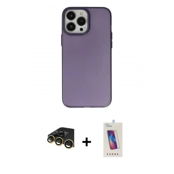 MARSİLYAN™- iPhone 14 Pro Max Kılıf Ahenk Çizgi Prime - Siyah Joko 5D Cam + Raze Metal Kamera Lens - GD