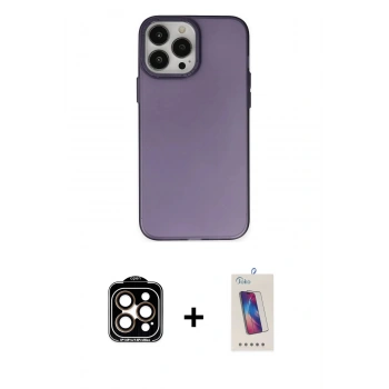 MARSİLYAN™- iPhone 14 Pro Max Kılıf Ahenk Çizgi Prime - Siyah Joko 5D Cam + PVD Metal Kamera Lens - TU