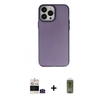 MARSİLYAN™- iPhone 14 Pro Max Kılıf Ahenk Çizgi Prime - Siyah Joko Magic 5D Hayalet Cam + Bilvis Titan Kamera Lens - DNMR