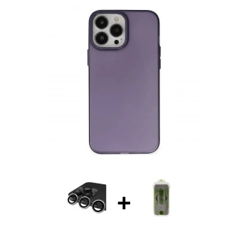MARSİLYAN™- iPhone 14 Pro Max Kılıf Ahenk Çizgi Prime - Siyah Joko Magic 5D Hayalet Cam + Raze Metal Kamera Lens - GS