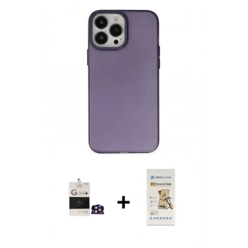 MARSİLYAN™- iPhone 14 Pro Max Kılıf Ahenk Çizgi Prime - Siyah Mat Seramik Nano Ekran Koruyucu + Bilvis Titan Kamera Lens - GD