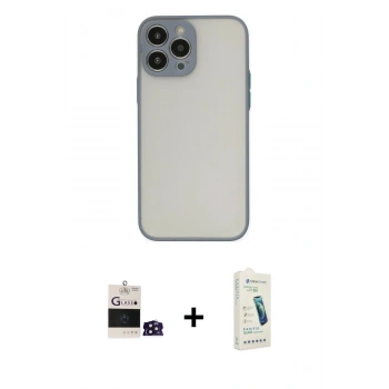 MARSİLYAN™- iPhone 14 Pro Max Kılıf Ahenk Çizgi Serisi - Şeffaf Pasifik Cam Ekran Koruyucu + Bilvis Titan Kamera Lens - DNMR