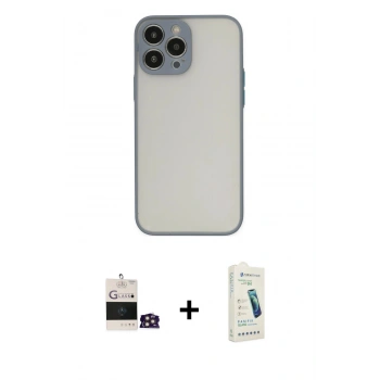 MARSİLYAN™- iPhone 14 Pro Max Kılıf Ahenk Çizgi Serisi - Şeffaf Pasifik Cam Ekran Koruyucu + Bilvis Titan Kamera Lens - GD