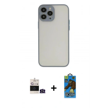 MARSİLYAN™- iPhone 14 Pro Max Kılıf Ahenk Çizgi Serisi - Siyah 18D Cam Ekran Koruyucu + Bilvis Titan Kamera Lens - DNMR