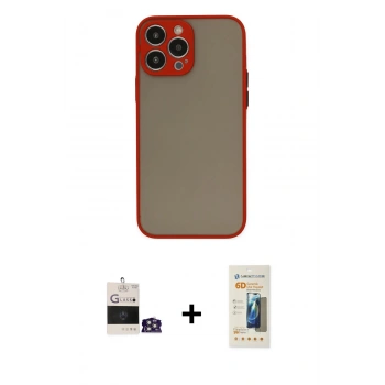 MARSİLYAN™- iPhone 14 Pro Max Kılıf Ahenk Çizgi Serisi - Siyah 6D Mat Seramik Hayalet Nano Ekran Koruyucu + Bilvis Titan Kamera Lens - GS