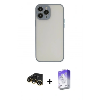MARSİLYAN™- iPhone 14 Pro Max Kılıf Ahenk Çizgi Serisi - Siyah Bilvis 5in1 3D Magic Cam Ekran Koruyucu + Raze Metal Kamera Lens - GD