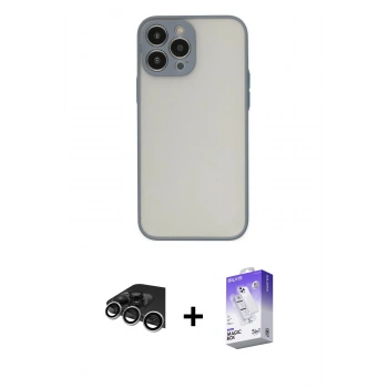 MARSİLYAN™- iPhone 14 Pro Max Kılıf Ahenk Çizgi Serisi - Siyah Bilvis 5in1 3D Magic Cam Ekran Koruyucu + Raze Metal Kamera Lens - GS