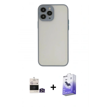 MARSİLYAN™- iPhone 14 Pro Max Kılıf Ahenk Çizgi Serisi - Siyah Bilvis 5in1 5D Magic Hayalet Cam Ekran Koruyucu + Bilvis Titan Kamera Lens - GS