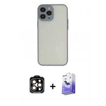 MARSİLYAN™- iPhone 14 Pro Max Kılıf Ahenk Çizgi Serisi - Siyah Bilvis 5in1 5D Magic Hayalet Cam Ekran Koruyucu + PVD Metal Kamera Lens - TU